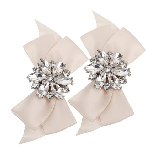 Hemobllo 2 Stück Abnehmbare Schleifen Schuhclips mit Strasssteinen Teiliges Stoffbezogen Schuhdekoration für Damen für Brautschuhe und High Heels von Hemobllo