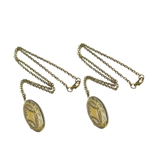 Hemobllo 2 Stück Antike Bronze Foto Medaillon Halskette Ovaler Vintage Anhänger für Damen Öffnbarer Bildanhänger mit Gravur Langlebiges Kupfer Eisen Schmuckstück als Erinnerungsanhänger von Hemobllo