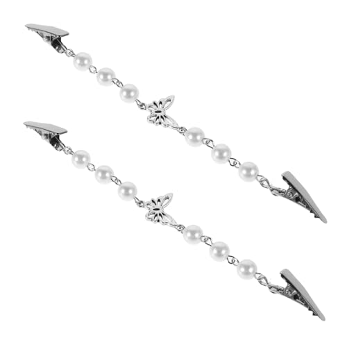 Hemobllo 2 Stück Cardigan Clips mit Perlen Schmetterlingsanhänger Dekorative Kragenclips aus Robustem Zinklegierung und Kunststoff Vielseitige Strickjacken Schalhalter für Damen Einfach zu von Hemobllo