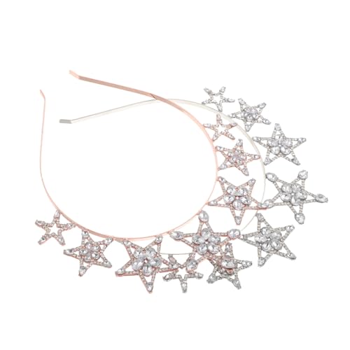 Hemobllo 2 Stück Glitzernde Strass Stern Haarschmuck Silber Roségold Braut Stirnband Hochzeit Party Vielseitig Einsetzbar für Frauen Mädchen Handgefertigt Festliche Geburtstag Accessoires von Hemobllo