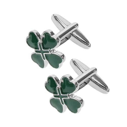 Hemobllo 2stücke Grüne Irische Kleeblatt Manschettenknöpfe Edelstahl Manschettenverschlüsse Mit Emaille-details Moderne Hemd-schmuck Für Männer Langlebig Und Stilvoll von Hemobllo