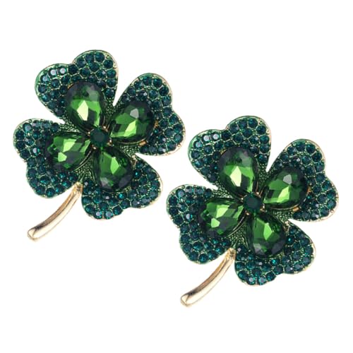 Hemobllo 2 Stück Grüne Shamrock Broschen mit Strass Langlebige Anstecknadeln für Damen Vielseitiger Modeschmuck Sicherer Halt Leicht und Elegant für Kleidung und Accessoires von Hemobllo
