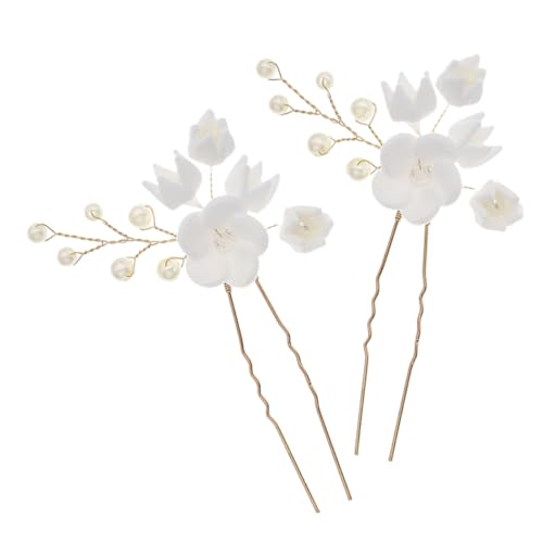 Hemobllo 2 Stück Handgefertigte Braut Haarnadeln mit Perlen Teiliges Leichte Hochzeits Blumen Haarspangen für Damen Komfortabel Vielseitig für Festliche Hochsteckfrisuren von Hemobllo