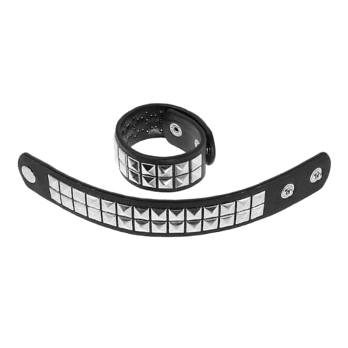 Hemobllo 2 Stück Herren Nieten Armband Vintage PU Breit Spiked Manschette Modisch Vielseitig Einsetzbar Robustes Stylisches Accessoire von Hemobllo