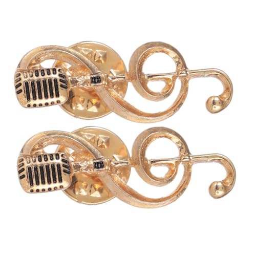 Hemobllo 2 Stück Hinweis-mikrofon-brosche Musikbrosche Mikrofonstift Reversbroschen Für Damen Musikstifte Musikalische Brosche Musik Reversnadel Musiknoten-pins Zinklegierung Golden von Hemobllo