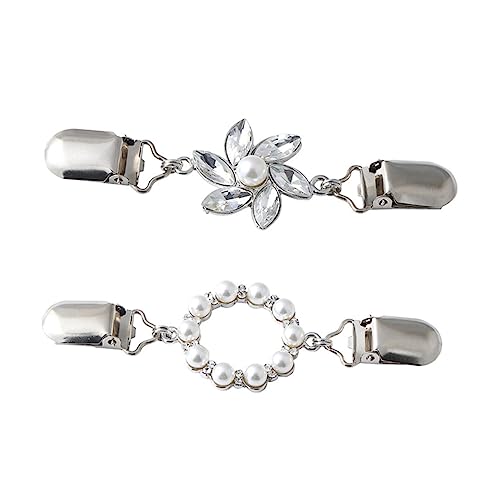 Hemobllo 2 Stück Hochwertige Damen Strickjackenclips mit Perlen Leichte Pullover und Schalhalter Dekorative Kleidungsschnallen zum Fixieren von Cardigans Schals und Kleidungsstücken Robust von Hemobllo