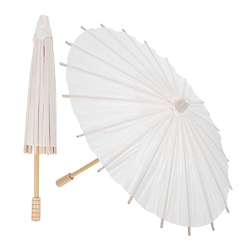 Hemobllo 2 Stück Leerer Papierschirm Chinesischer Regenschirm Orientalisches Dekor Vintage-Regenschirm Teeparty-Regenschirm Leerer Regenschirm Papier-Sonnenschirm Holz Weiß von Hemobllo