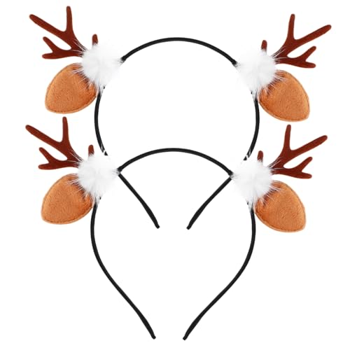 Hemobllo 2 Stück Leichtes Haarband Weihnachtsgeweih Haarreif mit Weichen Elchhörnern Niedliches Festliches Haarschmuck für Mädchen Party Kostüm Zubehör von Hemobllo