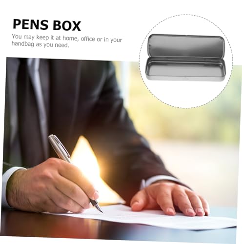 Hemobllo 2 Stück Metall Stifteboxen Rechteckig Mattes Silber Öffnung Stifthalter Federmäppchen für Schule Kosmetik Aufbewahrung Robuste Blechboxen für Schreibwaren von Hemobllo