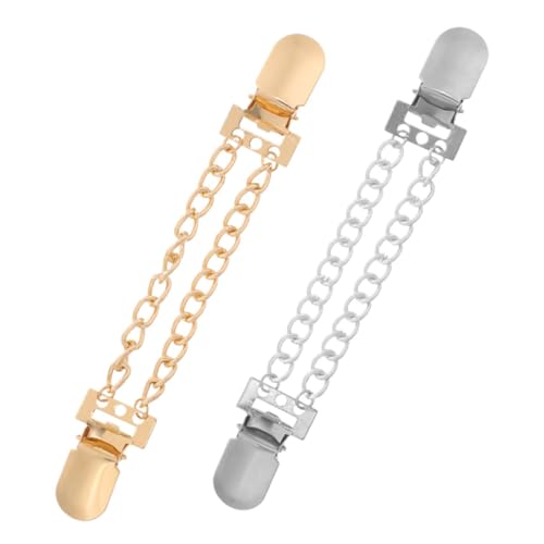 Hemobllo 2 Stück Metallic Ketten Cardigan Clips Schal und Kleid Broschen Sichere Strickjacken Verschlüsse für Damen Dekorative Langlebige Anstecknadeln in Gold und Silber von Hemobllo