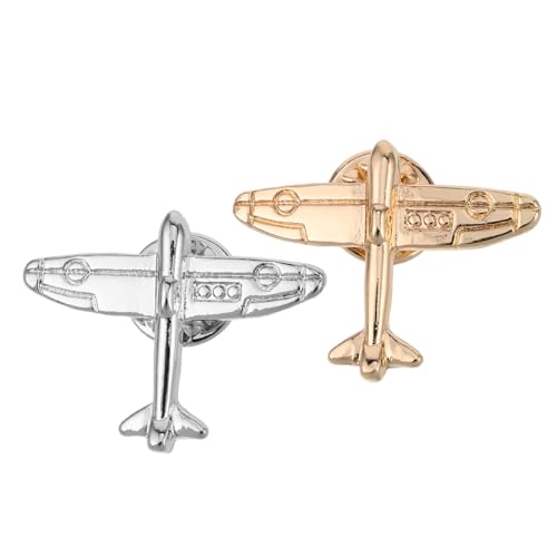 Hemobllo 2 Stück Mini Flugzeug Broschen Anstecknadeln Gold und Silber Anstecker für Anzüge und Hemden bei Business Hochzeit und Festlichen Anlässen Unisex Accessoires für Reisefans von Hemobllo
