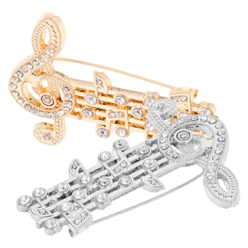 Hemobllo 2 Stück Musikalische Noten Brosche Metall Anstecknadeln mit Strasssteinen Langlebige Frauen Schmuck Kreativer Festival Broschenschmuck für Kleidung und Taschen von Hemobllo