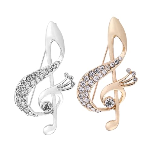 Hemobllo 2 Stück Musiknotenbrosche Musical Frauen Broschennadeln Abzeichen Brosche Musiknote Brustnadel Anstecknadel Für Reversbroschen Musik Brosche Schmuck Mode Legierung von Hemobllo
