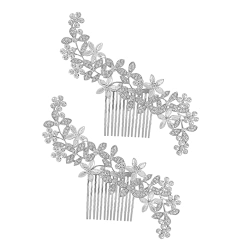 Hemobllo 2 Stück Rhinestone Haarkämme Silber Eleganter Brautschmuck für Hochzeit und Besondere Anlässe Robuster Kopfschmuck Einfach zu Befestigen Funkelnde Strasssteine für Festliche von Hemobllo