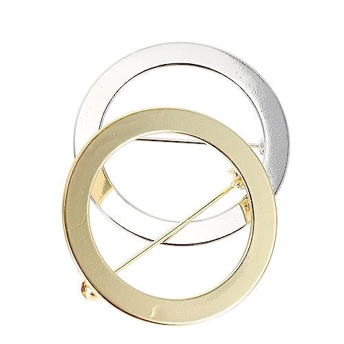 Hemobllo 2 Stück Runde Legierungsbroschen Einfache Dekorative Kleidungspins in Weiß und Gold Sichere DIY Anstecknadeln für Strickjacken Pullover und Taschen Glatte Oberfläche Langlebiger von Hemobllo