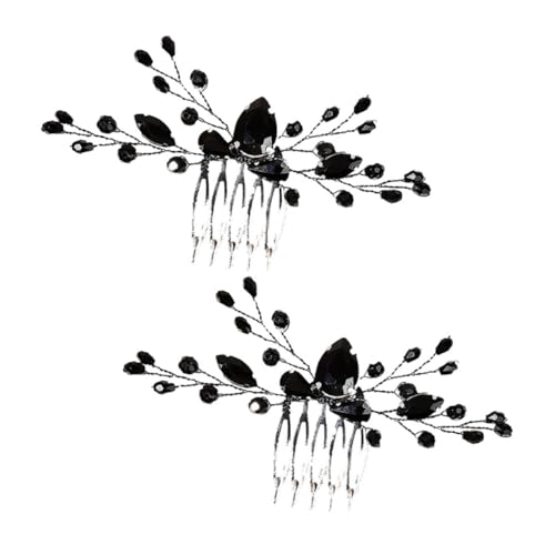Hemobllo 2 Stück Schwarzer Haarkamm Teiliges Vintage Brautschmuck mit Funkelnden Kristallen Leichter Hochzeit Haarschmuck für Braut und Brautjungfern Eleganter Seitenkamm Passend zu von Hemobllo