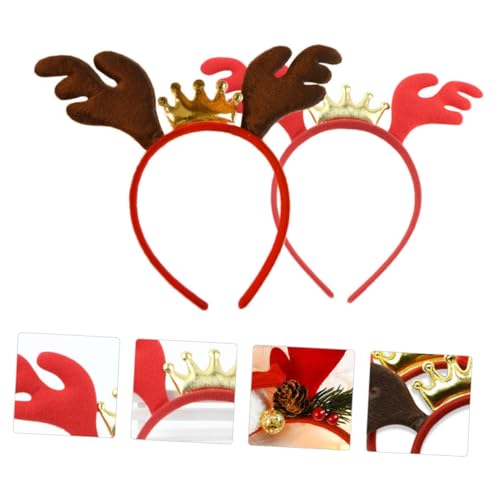 Hemobllo 2 Stück Teiliges Antler Hair Clasp Haarband Festlicher Roter und Kaffeebrauner Haarschmuck für Frauen und Mädchen Weiches Stoffmaterial Geeignet für Weihnachten Partys und von Hemobllo