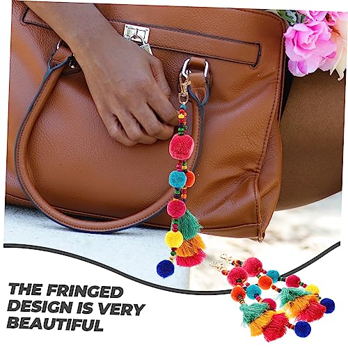 Hemobllo 2 Stück Teiliges Bunter Bommel Anhänger Weicher Schlüsselanhänger mit Quasten Vielseitiger Taschen und Rucksack Schmuck Handgefertigte DIY Dekoration für Schlüssel und Accessoires von Hemobllo