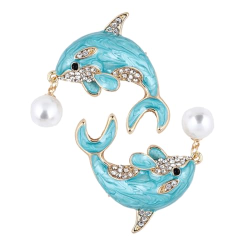 Hemobllo 2 Stück Teiliges Delfin Anstecknadel aus Langlebiger Zinklegierung mit Strahlenden Strasssteinen Inspiriert Modisches Accessoire für Damen Schal Jacke und Kleidung von Hemobllo
