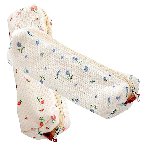 Hemobllo 2 Stück Teiliges Federmäppchen mit Floralem Muster Kleine Tragbare Stifttasche für Mädchen Ästhetische Federmappe aus Robustem Material für Schule Kunst und Alltag Blau Rosa von Hemobllo
