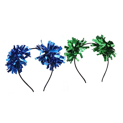 Hemobllo 2 Stück Teiliges Haarband Weihnachts Party Haarschmuck mit Feinem Glanzfaden und Bommel Grün und Blau Festliche Haarreife für Mädchen als Weihnachtsdeko und von Hemobllo