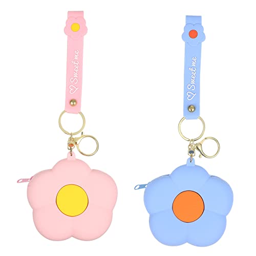 Hemobllo 2 Stück Teiliges Silikon Geldbörse Blumenform Münztasche mit Reißverschluss Handlicher Mini Coin Purse für Frauen und Mädchen Tragbare Kleine Brieftasche für Schlüssel Karten von Hemobllo