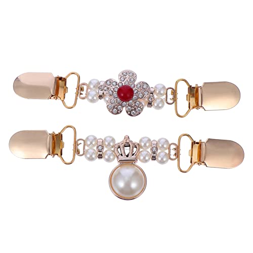 Hemobllo 2 Stück Teiliges Strickjacken Clips aus Langlebiger Legierung mit Eleganten Perlen Design Cardigan Verschlüsse für Pullover und Schals Sicher und Schonend für Kleidung von Hemobllo