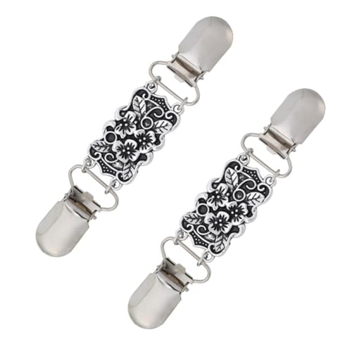 Hemobllo 2 Stück Teiliges Vintage Cardigan Clips mit Antikem Blumenmuster Langlebige Schal und Pullover Klammern für Damen Praktische All Match Kleidungsklammern Eleganter Kragenverschluss von Hemobllo