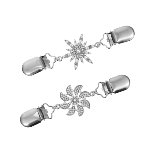 Hemobllo 2 Stück Teiliges Vintage Strickjacken Clips mit Perlen und Strass Schalclips für Pullover und Cardigans Eleganter Schmuckverschluss für Damen Einfach zu Befestigen und Dekorieren von Hemobllo