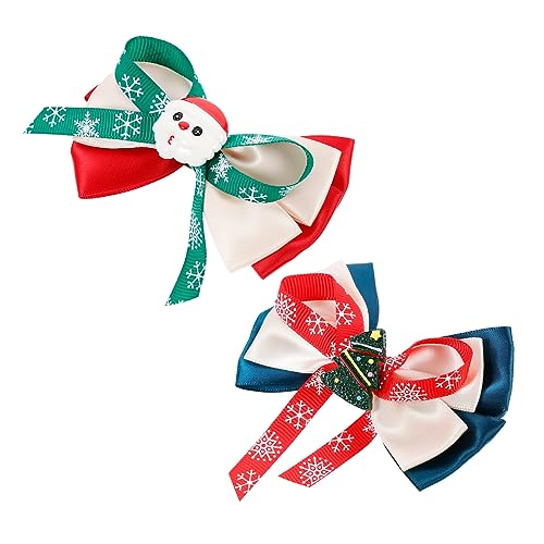 Hemobllo 2 Stück Teiliges Weihnachts Haarspangen mit Farbenfrohen Schleifen Komfortabel Fester Druckfrei Festlich für Mädchen Haarschmuck zur Weihnachtszeit von Hemobllo