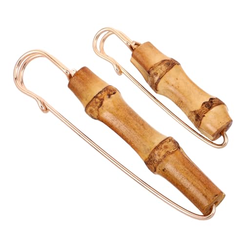 Hemobllo 2 Stück Vintage Bambus Broschen Teilig Ethno Stil Anstecknadeln für Kleider Cardigans und Schals Retro Sicherheitsnadeln mit Feiner Verarbeitung Vielseitiger Pullover Clip für von Hemobllo