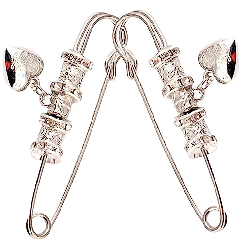 Hemobllo 2 Stück Vintage Brosche Retro Sicherheitsnadeln für Strickjacken Schals Anstecknadeln für Frauen und Mädchen Eleganter Schal und Pullover Clip Silberfarben von Hemobllo