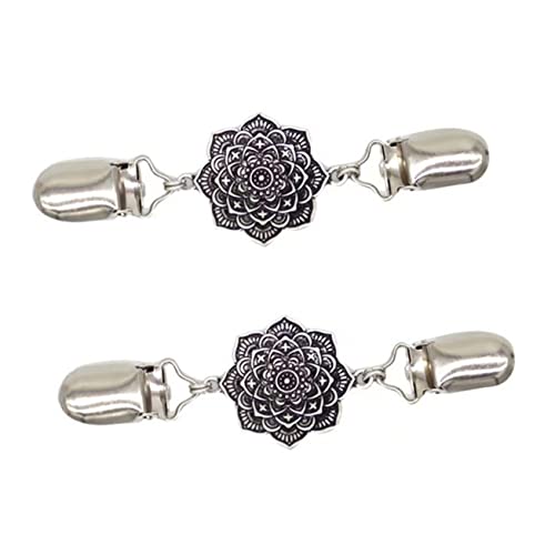 Hemobllo 2 Stück Vintage Sweater Collar Clips Metall Retro Cardigan Broschen für Damen Stabile Strickjacken Clips zum Schließen und Dekorieren Eleganter Schal und Hemdclip in Antik Silber von Hemobllo