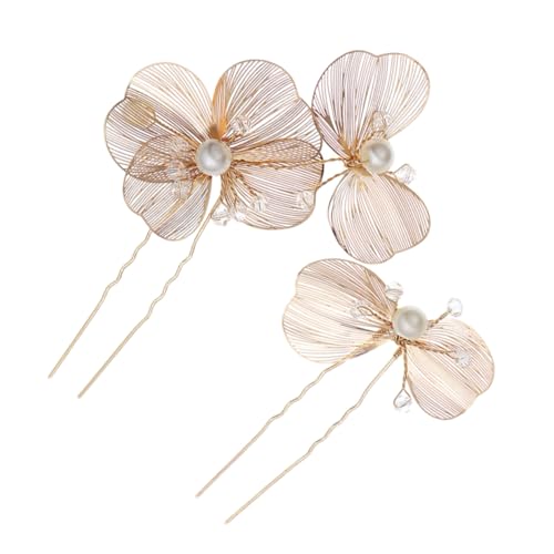 Hemobllo 2 Stück Vintage U Förmige Haarnadeln mit Strassbesatz Dekorative Goldene Haarschmuck für Damen Eleganter Hochzeit Haarkamm Handgefertigte Blumen Haarspangen Stilvolle Brautschmuck von Hemobllo