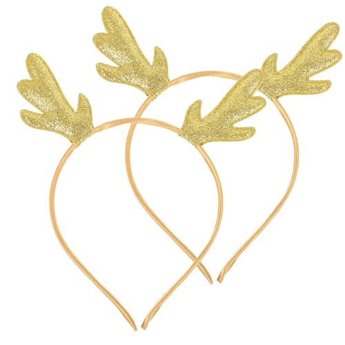 Hemobllo 2 Stück Weihnachtliches Rentier Geweih Stirnband mit Goldenen Glitzer Akzenten Langlebiges Komfortables Haarband für Weihnachtsfeiern Karneval und Festliche Anlässe von Hemobllo