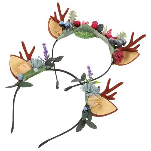 Hemobllo 2 Stück Weihnachtliches Rentier Haarreif Teilig Niedlicher Haarschmuck für Mädchen Hochwertiges Stoffmaterial Handgefertigt Festliche Cosplay und Party Dekoration von Hemobllo