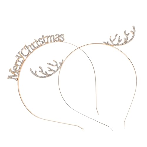Hemobllo 2 Stück Weihnachtliches Stirnband Damen Schneeflocken Design Strass Party Haarreif Weihnachtsfeier Karneval Cosplay Headband Leicht Komfortabel Festlich von Hemobllo