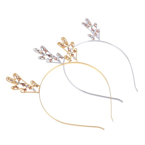 Hemobllo 2 Stück Weihnachtliches Teiliges Metall Haarreif mit Rentier Geweih in Gold und Silber Festliche Haaraccessoires für Damen und Mädchen Bequem und Langlebig für Weihnachtsfeiern von Hemobllo