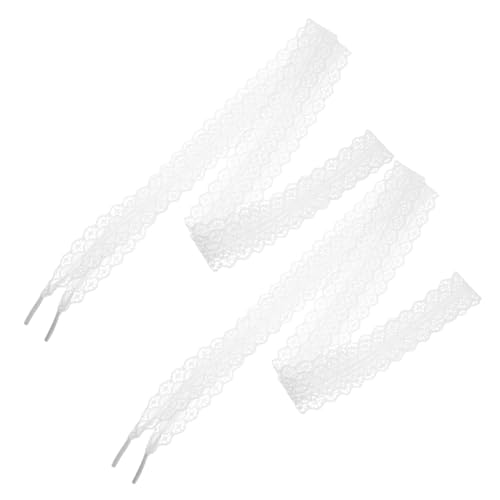 Hemobllo 2 Stück Weiße Spitzen Schnürsenkel Elastisch Locker für Damen High Heels Sneaker Vielseitig Stylische Schuhbänder mit Süßem Spitzen Design für Frauen Schuhe Zubehör von Hemobllo