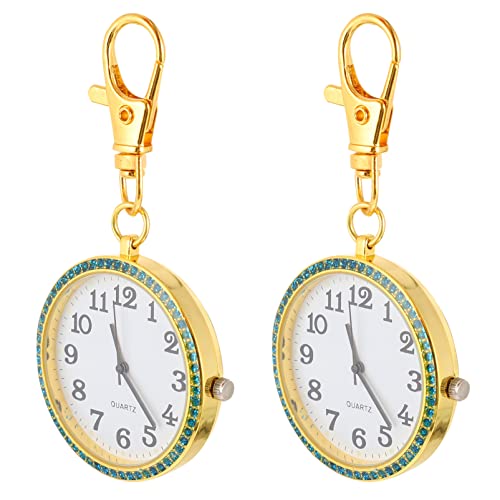 Hemobllo 2 Stücke Krankenschwestern Watch Taschenuhren mit Keychain Kristall FOB Pocketuhren H?ngende Pin auf Brosche FOB Watch für 2022 Abschluss Studenten Geschenke Goldene von Hemobllo