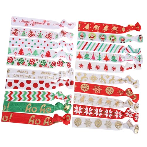 Hemobllo 20 Stück Teiliges Weihnachts Haargummi mit Festlichem Druck Elastische Ponytail Halter für Damen Schonend Vielseitig Geeignet für Dickes Lockiges und Glattes Haar für Feiertage von Hemobllo