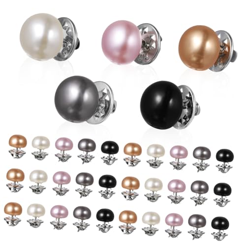 Hemobllo 25 Stück Teiliges Broschen No Sew Buttons mit Sicherem Verschluss Dress Lapel Pins in Schwarz Hellrosa Perlmuttweiß Champagner und Vielseitige Broschennadeln zur Vermeidung von von Hemobllo