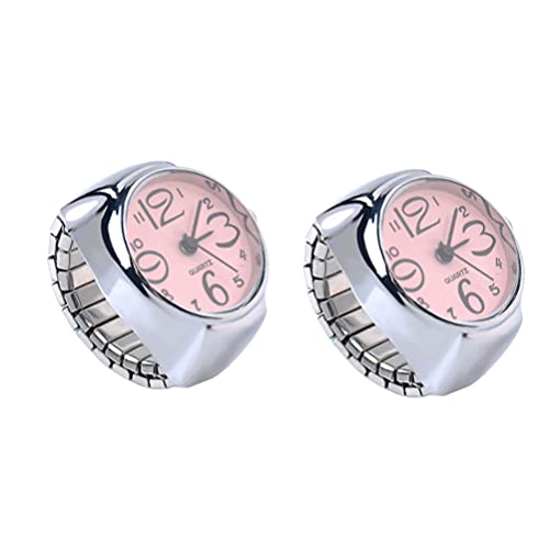 Hemobllo 2stücke Mini-ringuhren Für Damen Und Herren Kreative Quarzuhren Im Ringdesign Stilvolle Zeitmessung Für Frauen Und Mädchen Pinke Farbvariante Tragbare Accessoires von Hemobllo