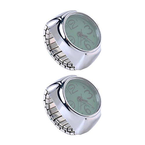 Hemobllo Geschenk 2Pcs Finger Wear Quarzuhren - Mini-Uhr Zeitanzeige Zubeh?r Ring Armbanduhr für Studenten Ladeis M? Grün Damenringe von Hemobllo