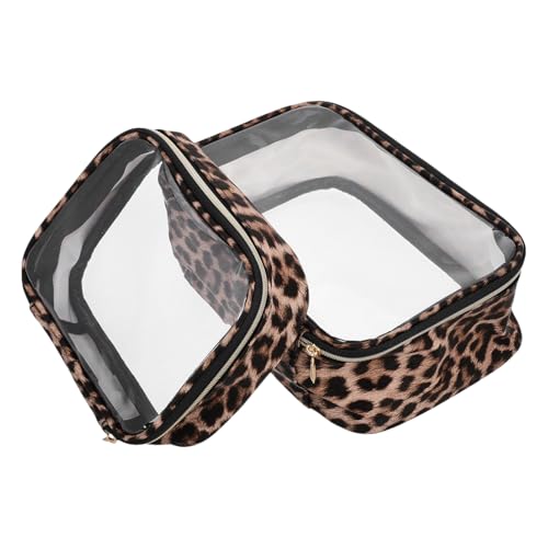 Hemobllo 2stücke Transparente Kulturtasche Mit Leopardenmuster Groß Make-up-Organizer Kosmetiktasche Für Damen Reisebeutel Tragbar Reißverschluss Für Geschäftsreisen Und von Hemobllo