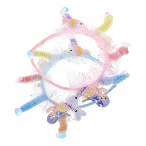 Hemobllo 2stücke Meerjungfrau Stirnbänder Für Mädchen Glitzernde Haarschmuck Partygeschenke Strand-themenveranstaltungen Rosa Und Blau Weich Und Bequem Prinzessinnen-accessoires von Hemobllo