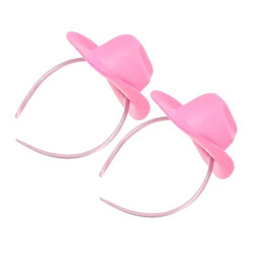 Hemobllo Rosa Cowgirlhut Stirnband 2 Stück Verstellbar für Damen und Mädchen Vielseitig Einsetzbares Western Kopfbedeckung für Partys und Karneval von Hemobllo