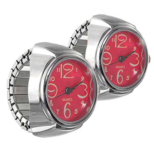 Hemobllo 2stücke Mini Ringuhr Für Damen Und Herren Kreative Quarzuhr Im Ringdesign Teilig Rot Stilvolle Zeitmessung Und Einzigartiges Accessoire Für Jeden Anlass von Hemobllo
