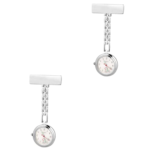 Hemobllo Schwesternuhr Silber 2st Pflegeuhren Für Krankenschwestern Taschenuhren Für Herren Anstecknadel Für Männer Herrenuhren Taschenuhr Arzt Hängende Uhr Zinklegierung Fräulein Revers von Hemobllo