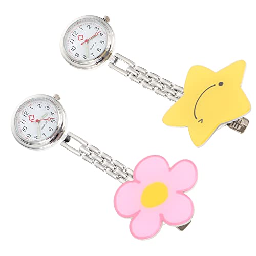 Hemobllo 2st Taschenuhr Uhr Emaille Anstecker Clipuhren Aus Zweiter Hand Personalisierte Brosche Clip-Kragen-Uhr Uhren Für Männer Damen Abzeichen Karikatur Rostfreier Stahl von Hemobllo